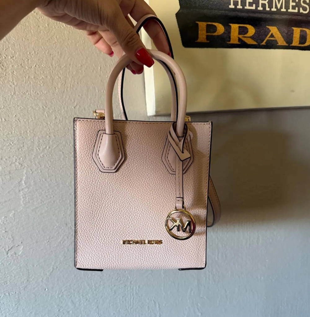 MICHAEL KORS Blush Pink Pebbled Leather Mini Tote